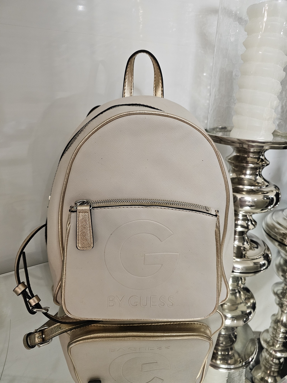 Guess Cream & Gold Mini Backpack - By Guess